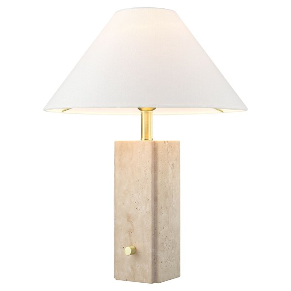 Beistelllampe 50 cm Travertin Metall Stoff E27