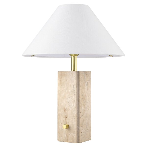 Beistelllampe 50 cm Travertin Metall Stoff E27