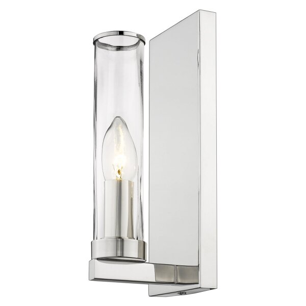 Wandleuchte Glas Metall klein H: 24 cm eckig in Nickel E14