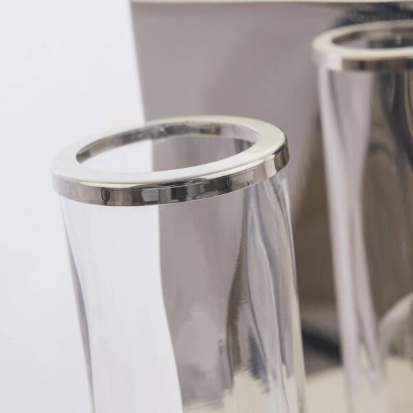 Wandleuchte Glas Metall klein H: 24 cm eckig in Nickel E14