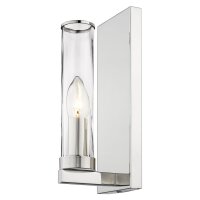 Wandleuchte Glas Metall klein H: 24 cm eckig in Nickel E14