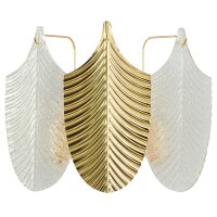Wandleuchte Keramik Metall B: 36 cm in Weiß Gold 3x...