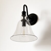 Wandleuchte Metall Glas H: 35 cm Schwarz E27 Vintage