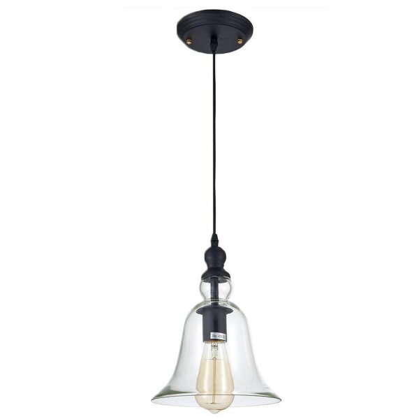 Hängelampe Glas Metall D: 20 cm H: max. 200 cm Schwarz E27