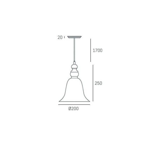 Hängelampe Glas Metall D: 20 cm H: max. 200 cm Schwarz E27