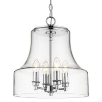 Pendelleuchte Glas Metall Ø 36 cm Chrom 4x E14...