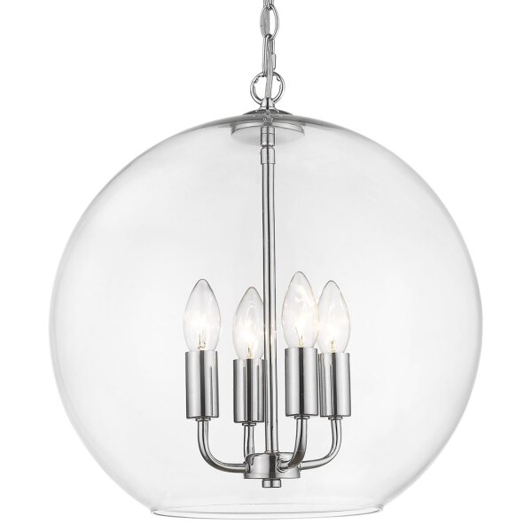 Hängelampe Glas Metall Ø 40 cm rund Kugelschirm 4x E14