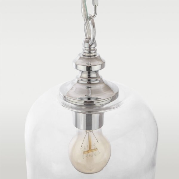 Hängeleuchte Glas Metall B: 17 cm H: max. 135 cm Chrom E27