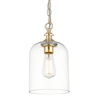 Pendelleuchte Glasschirm D: 17 cm in Gold E27 Vintage