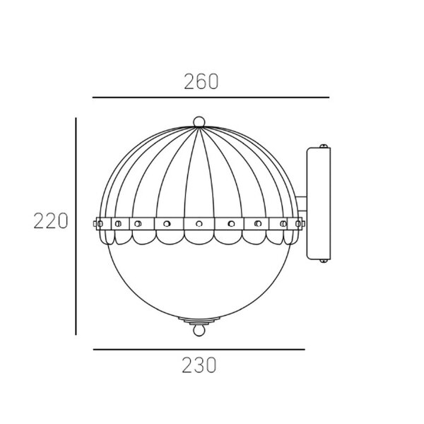 Wandlampe Metall Glas B: 22 cm klein in Messing Weiß E27