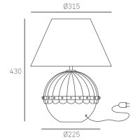 Tischlampe E27 Weiß Messing 43 cm Stoff Metall