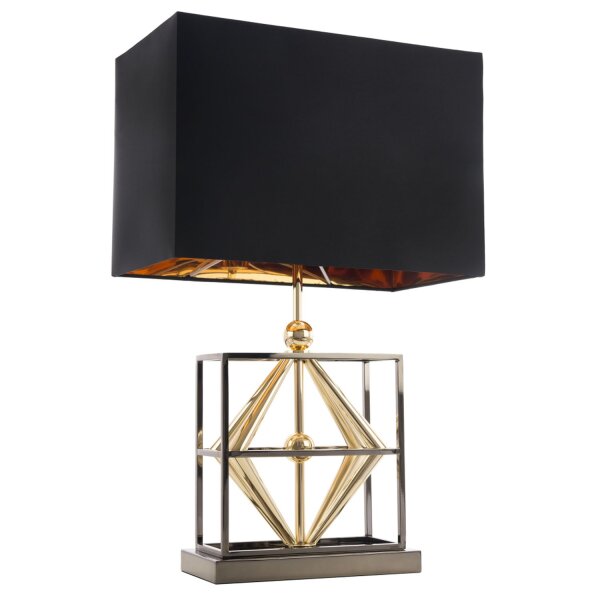 Tischlampe Schwarz Gold 64 cm Stoff Metall E27