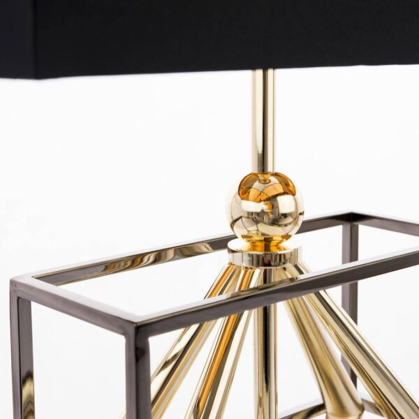 Tischlampe Schwarz Gold 64 cm Stoff Metall E27