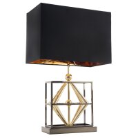 Tischlampe Schwarz Gold 64 cm Stoff Metall E27