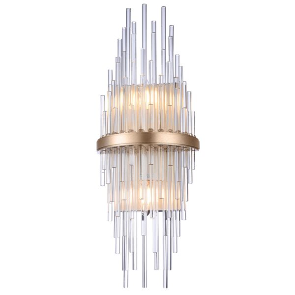 Wandlampe Glas Metall 56 cm hoch in Klar Champagner 2x E14