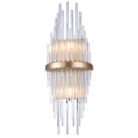 Wandlampe Glas Metall 56 cm hoch in Klar Champagner 2x E14