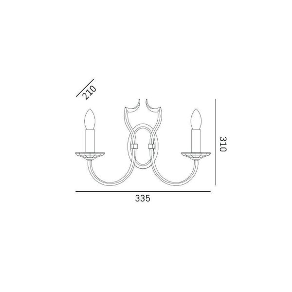 Wandlampe Metall Chrom 34 cm breit 2-flammig E14