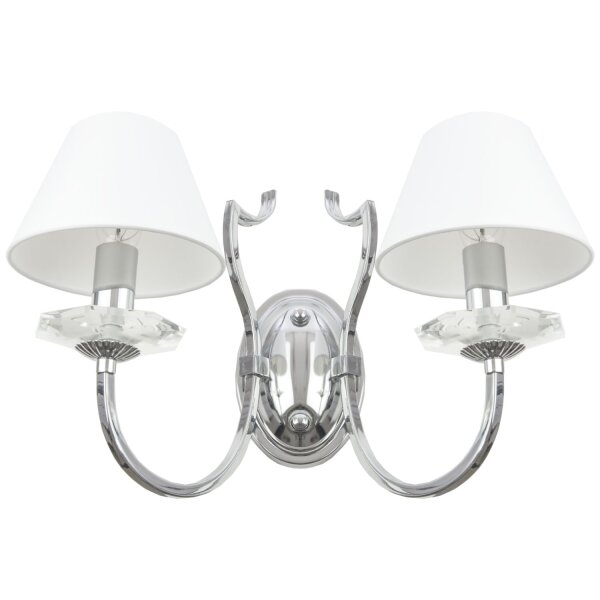 Wandlampe Metall Stoff B: 34 cm Chrom Weiß E14 2-flammig