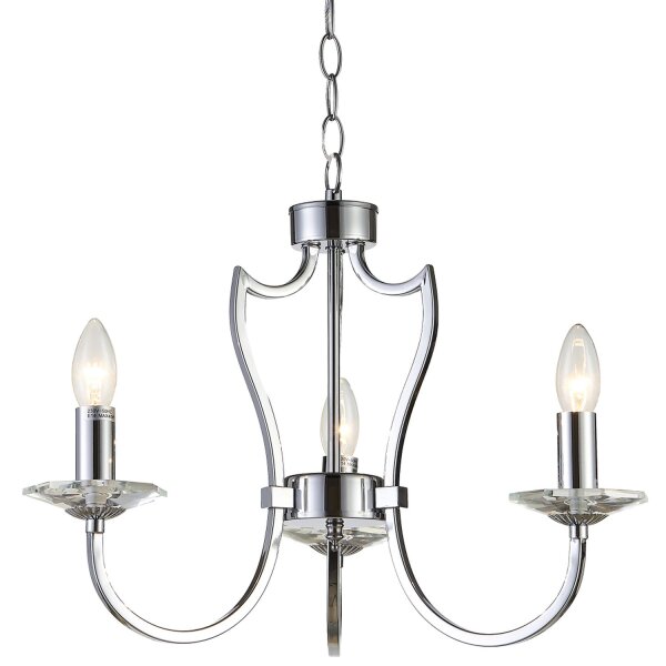 Kronleuchter Metall B: 51 cm E14 3-flammig in Chrom