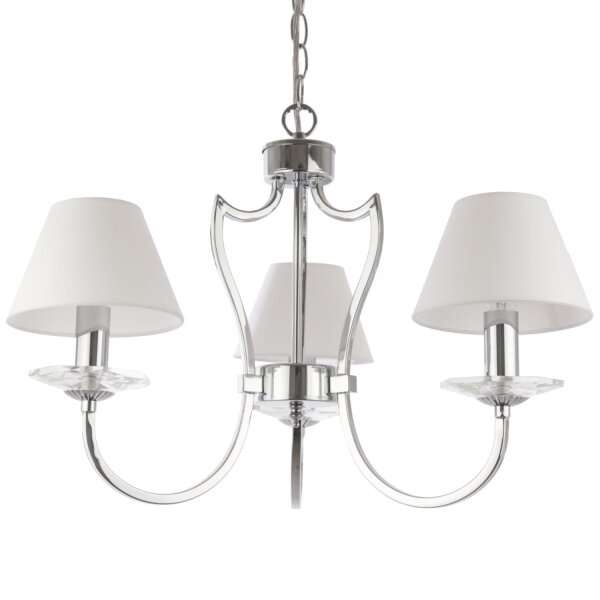 Kronleuchter mit Schirm B: 51 cm Chrom Weiß Stoff Metall E14
