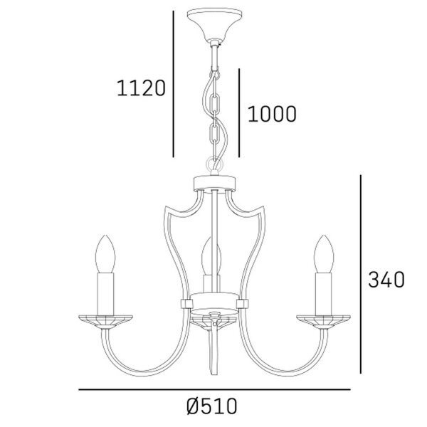 Kronleuchter mit Schirm B: 51 cm Chrom Weiß Stoff Metall E14