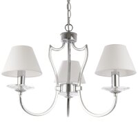 Kronleuchter mit Schirm B: 51 cm Chrom Weiß Stoff...