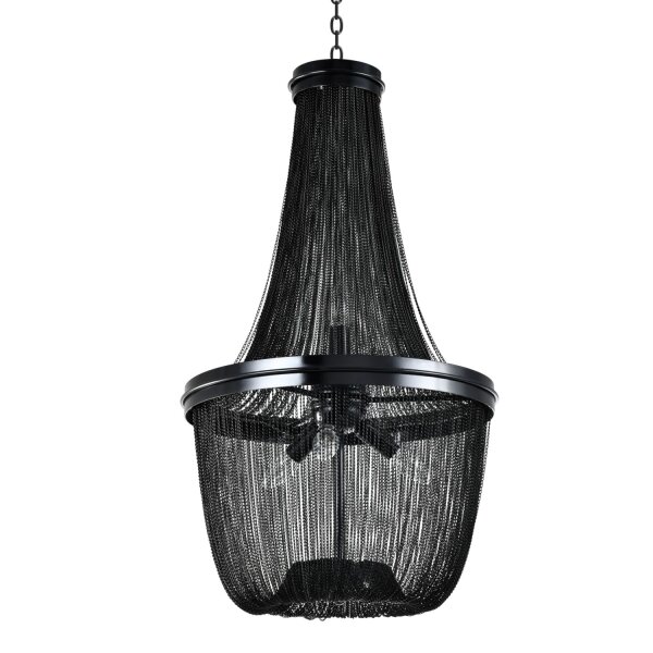 Kronleuchter Schwarz Ø 46 cm 4x E14 Metall Ketten VARGUN