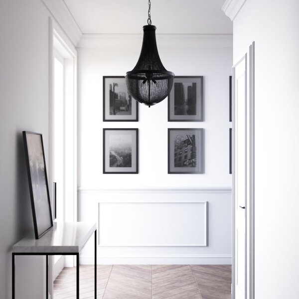 Kronleuchter Schwarz Ø 46 cm 4x E14 Metall Ketten VARGUN