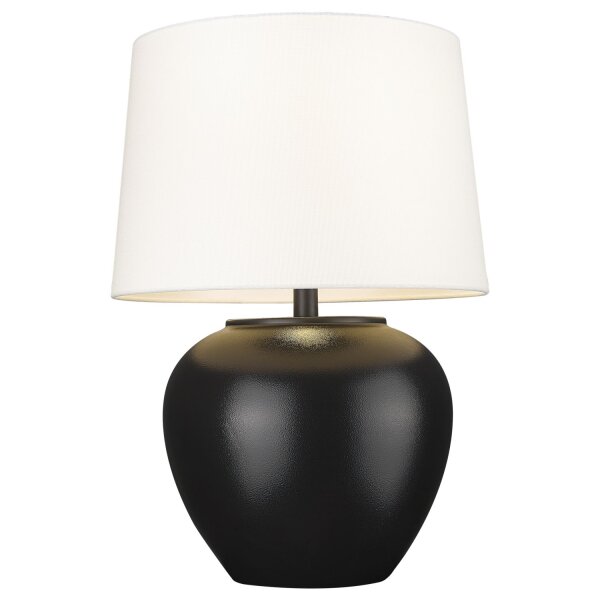 Tischlampe Keramik Stoff in Schwarz Weiß 58 cm E27