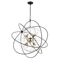 Hängelampe Metall rund D: 76,5 cm in Schwarz Gold...