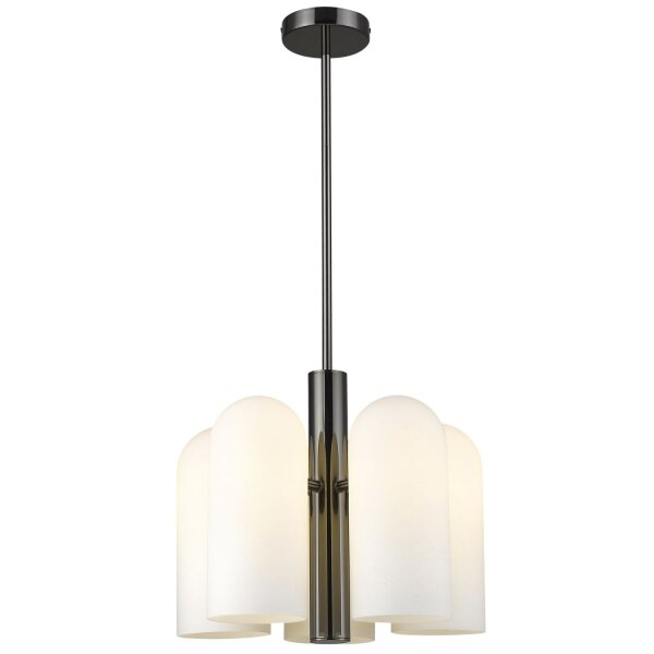 Hängelampe Metall Glas 42 cm breit Schwarz Weiß E27