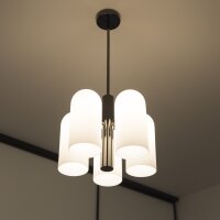 Hängelampe Metall Glas 42 cm breit Schwarz...