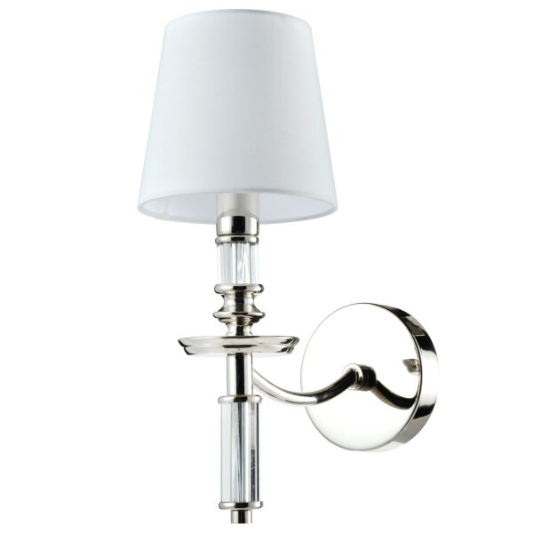 Wandlampe Metall Glas Stoff H: 38 cm Nickel Weiß E14