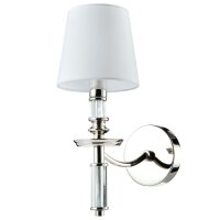 Wandlampe Metall Glas Stoff H: 38 cm Nickel Weiß E14