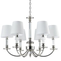 Kronleuchter mit Schirm B: 70 cm Nickel Weiß E14...