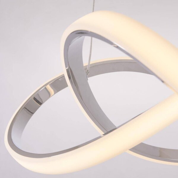 LED Hängelampe Metall B: 55 cm Chrom 3000 K Modern