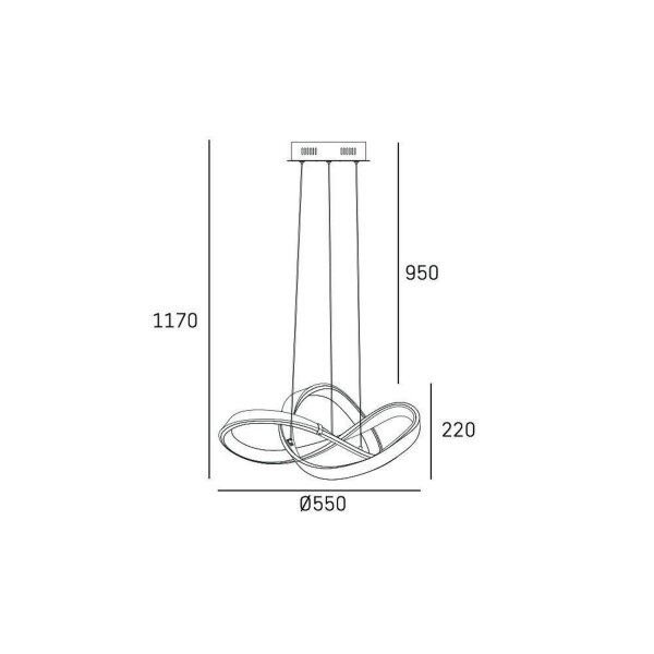 LED Hängelampe Metall B: 55 cm Chrom 3000 K Modern
