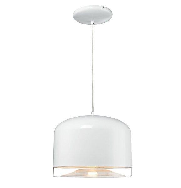 Hängelampe Metall Glas E27 D: 39 cm Weiß Modern