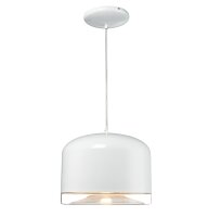 H&auml;ngelampe Metall Glas E27 D: 39 cm Wei&szlig; Modern