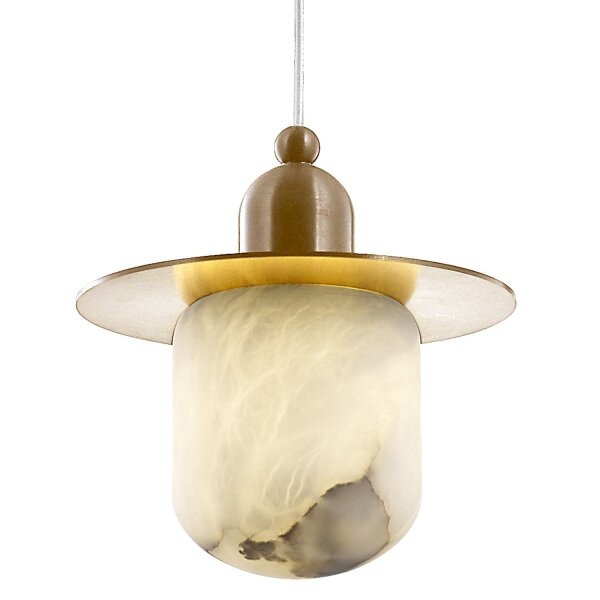 Hängelampe G9 Ø 15 cm Metall Alabaster in Messing Natur