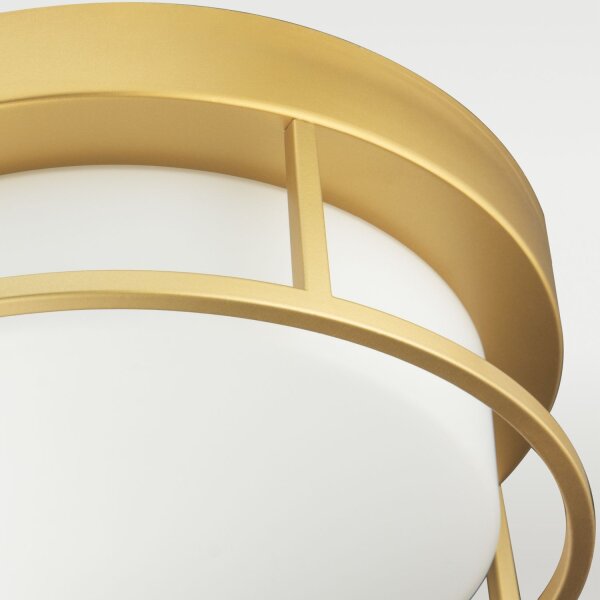 Deckenleuchte rund Ø 30 cm Glas Metall in Gold Weiß 2x E27