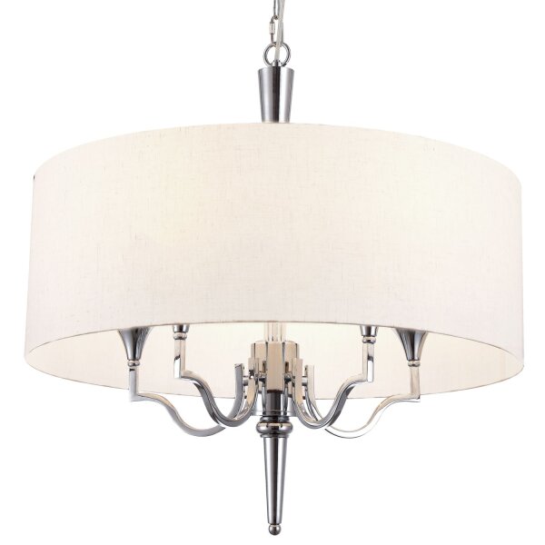 Hängelampe Metall Stoff rund Ø 60 cm Nickel Weiß E14