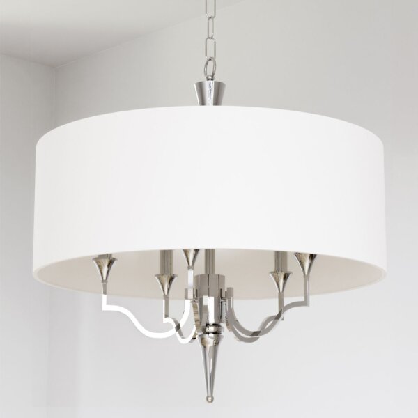 Hängelampe Metall Stoff rund Ø 60 cm Nickel Weiß E14