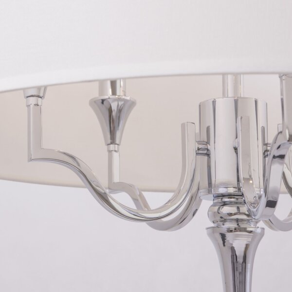 Hängelampe Metall Stoff rund Ø 60 cm Nickel Weiß E14