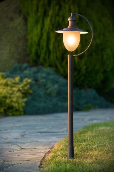 Wegeleuchte Glas Metall Rostbraun IP44 Garten 110 cm