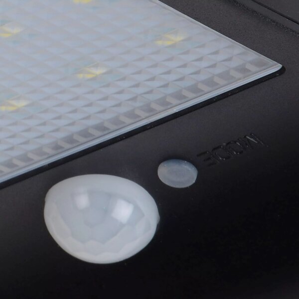 LED Solar Wandleuchte mit Bewegungsmelder Schwarz IP44