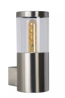 Wandlampe Außen Stahl in Chrom IP44 H:23 cm E27 Balkon