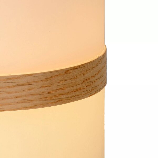 LED Akku Tischleuchte Holz Weiß 3000 K IP44 26,5 cm