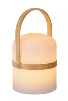 LED Akku Tischleuchte Holz Weiß 3000 K IP44 26,5 cm