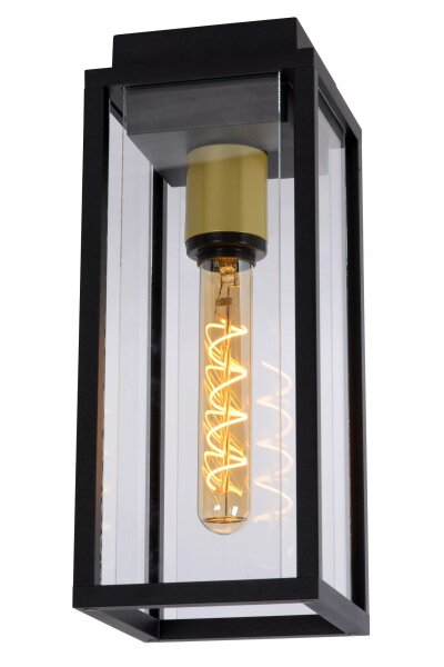 Deckenlampe Außen Glas Metall Schwarz E27 IP54 Terrasse